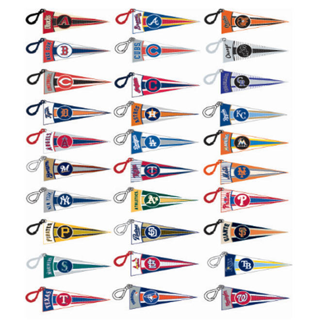 2 NEW MLB MINI FABRIC PENNANT BACKPACK CLIPS OFFICIALLY LICENSED YOU PICK TEAM