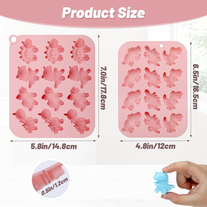 Chocolate Molds Silicone, 2pcs Mini Cute Dinosaurs Candy Ice Cube Making Silicon gallery