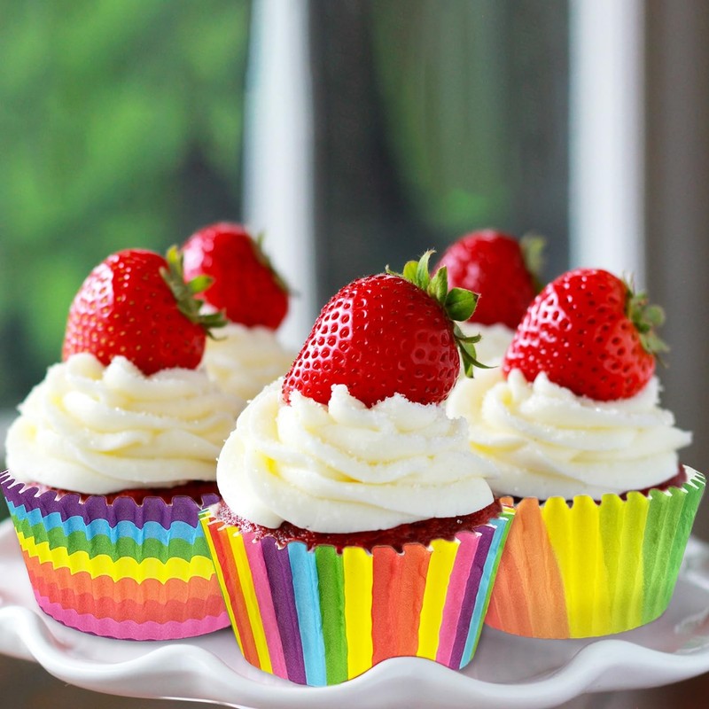 300 PCS Jumbo Cupcake Muffin Liners Rainbow Large Baking Cup Cake Wrappers gallery
