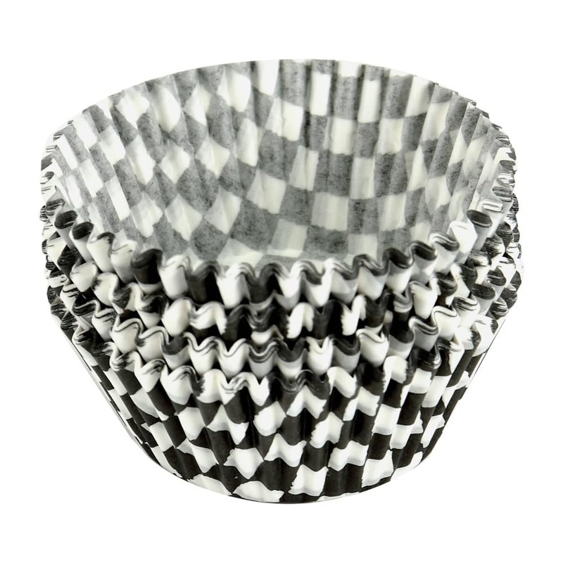 100-Pcs Black Checkered Cupcake Liners Baking Cups for Birthday Decorations