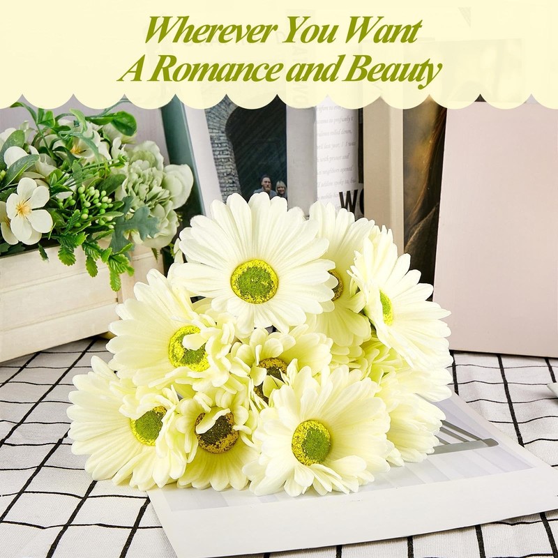 Willbond 24 Pcs Artificial Gerbera Daisies Flowers 15 In White Fake Daisy gallery