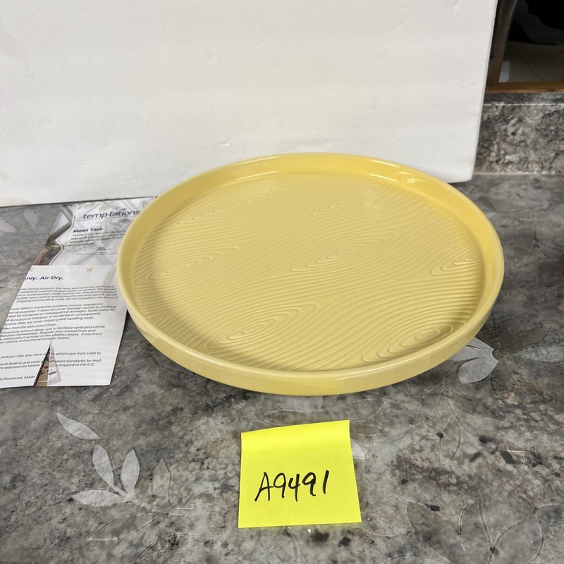 Temp-tations Woodland 13” Ceramic Lazy Susan in Butter Cream Yellow RARE