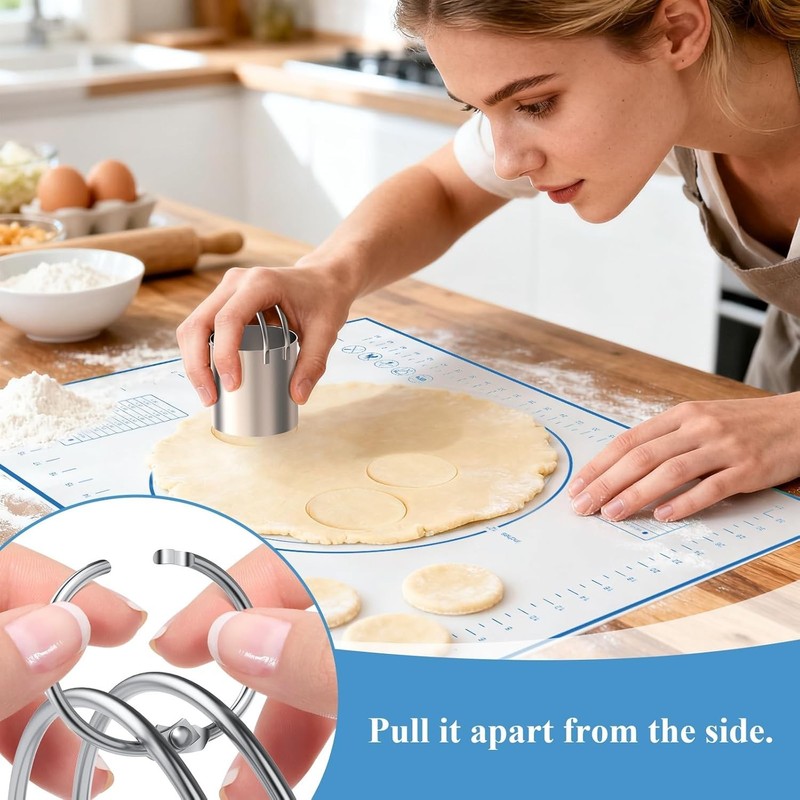 Biscuit Cutter Set, Blue Silicone Baking Mats，Stainless Steel Pastry Blender,... gallery