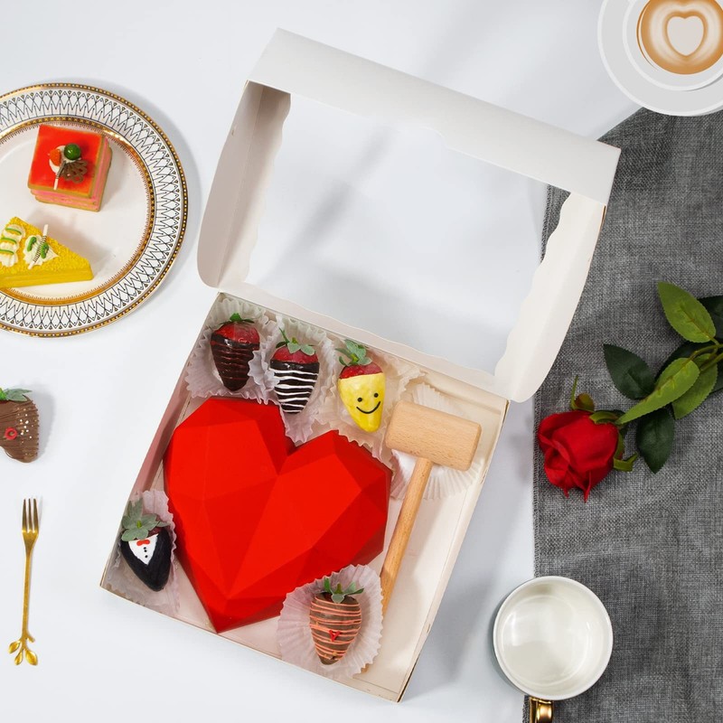 14pcs 9x9x2.5 Inches Bakery Boxes with Window for Pie, Breakable Heart, Choco... gallery