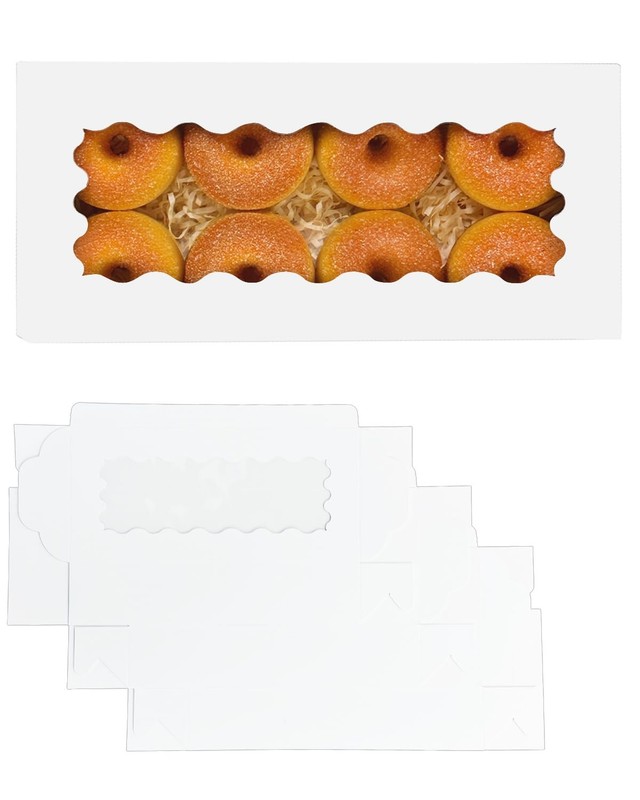 50 Packs White Cookie Box Window 12x5.5x2.5 Inch Pastry Biscuit Packaging gallery