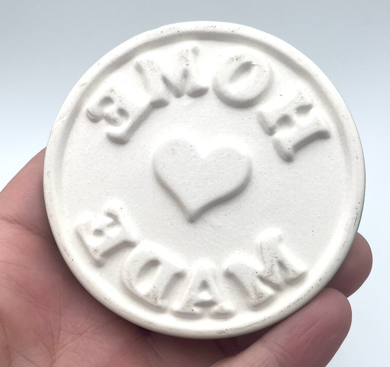 HOME ❤️ MADE Heart Love Cookie Press Ceramic Glazed Mint Green 3” Wide Handle