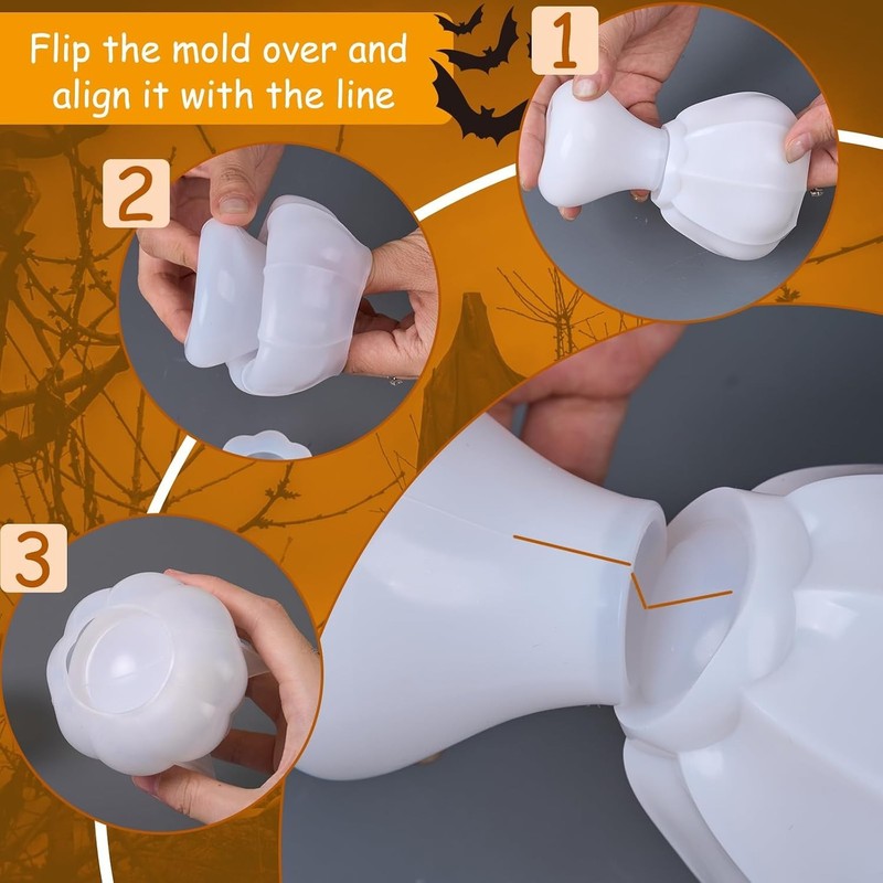 Pumpkin Jar Mold Silicone Epoxy Resin w/ Lid DIY Craft Halloween Decoration Tool gallery