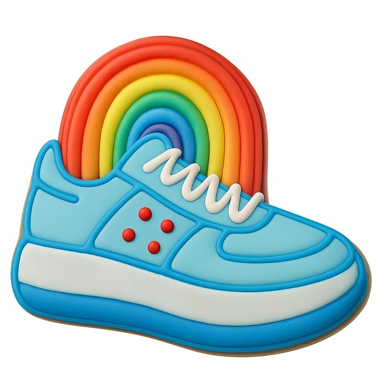 Rainbow Sneakerhead Cookie Cutter & Stamp, Fondant & Clay - 4x3.2 gallery
