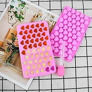 2 Pack Silicone Mini Hearts Molds with 2 Droppers Ice Cube Heart Mold Mini gallery