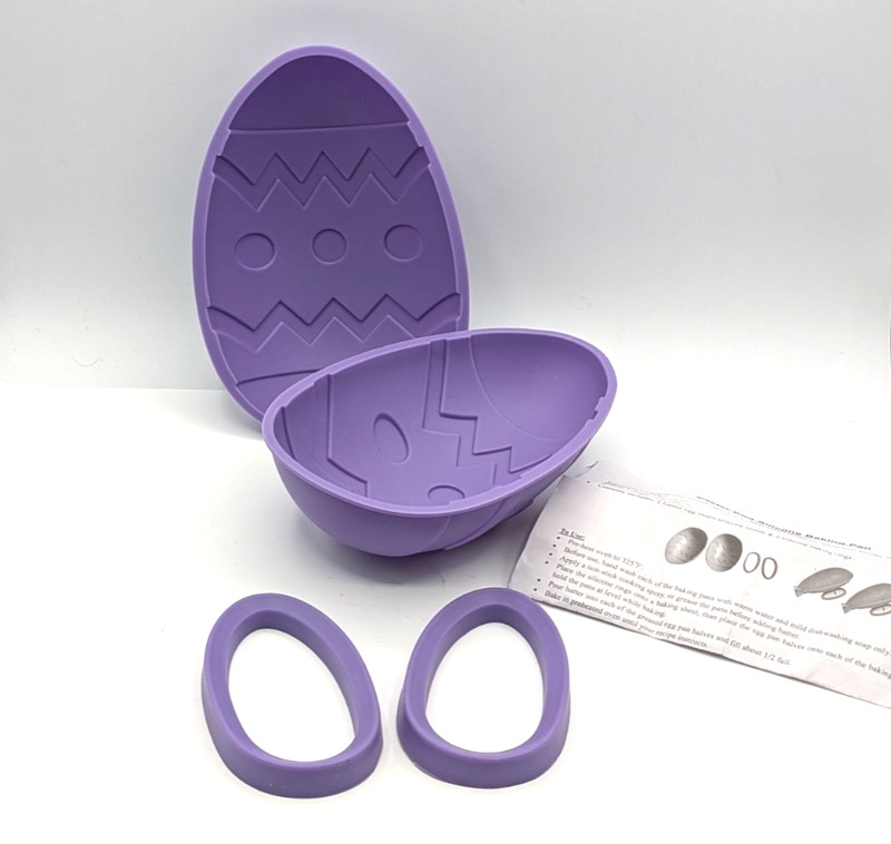 Silicone 3D Easter Egg Cake Mold With 2 Stands Purple gallery