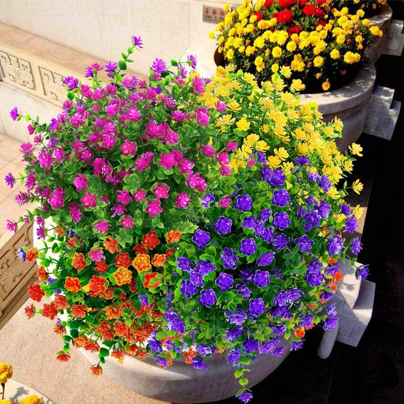 Klemoo 24 Bundles Outdoor Artificial Fake Flowers Uv Resistant No Fade Boxwood gallery