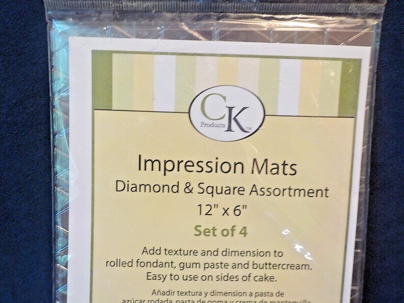 4 Piece Cake Craft IMPRESSION MATS Diamonds & Squares Fondant Gum Paste NEW ~ gallery
