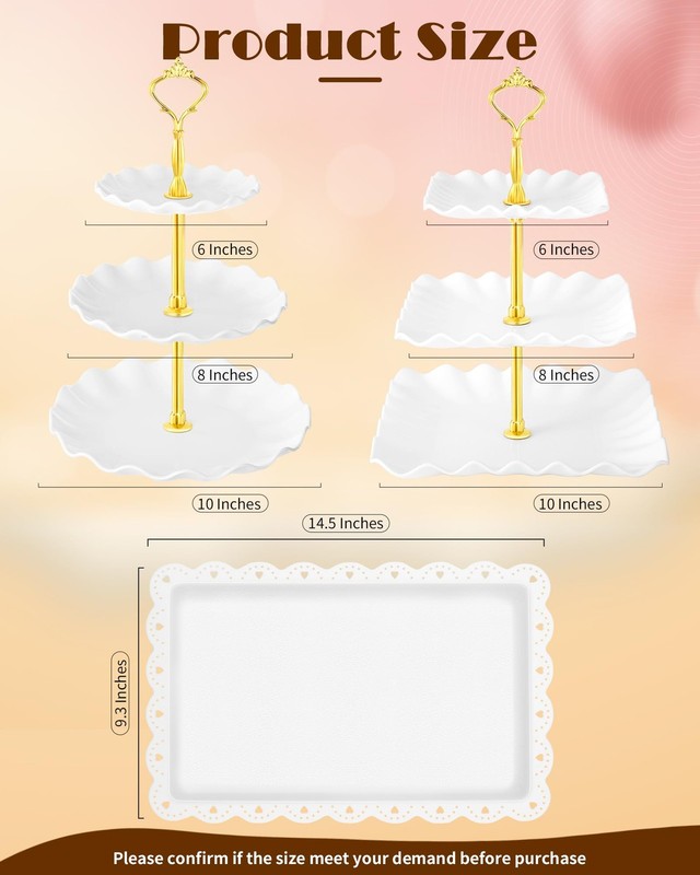 10 Pcs Cake Stand, Plastic Dessert Table Display Set, 4 Pcs 3 Tier Cupcake St... gallery
