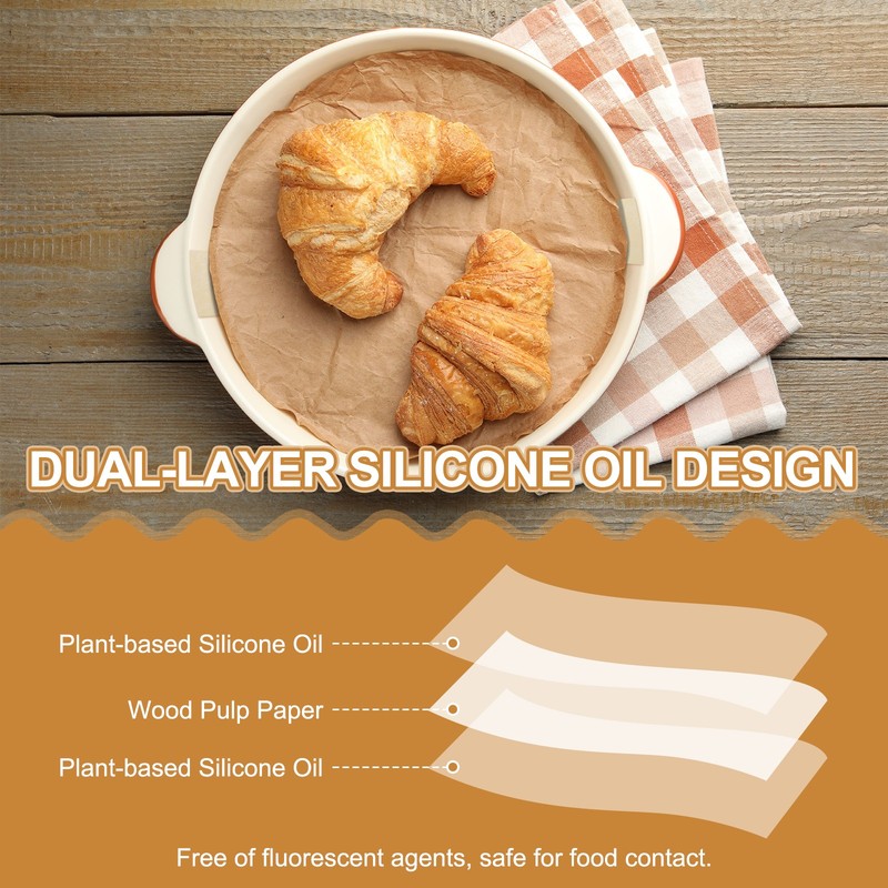 40 Sheets Parchment Paper Rounds, 9" Circle Baking Sheets, Brown gallery