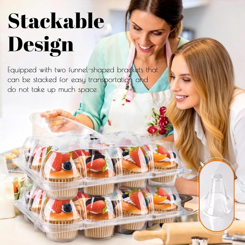12 Count Cupcake Containers 12 Pack Cupcake Holders with Detachable Tall Dome... gallery