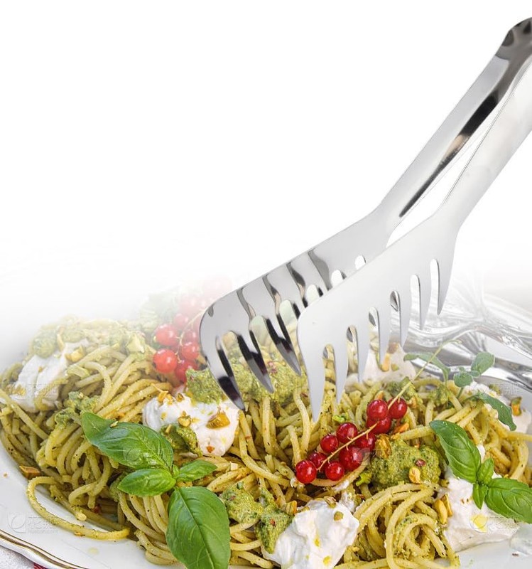 2 PCS Stainless Steel Pasta Tongs 8 Inch 20cm Teethed For Spaghetti Noodle gallery