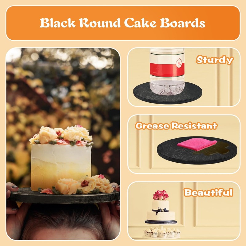 12 Inch Cake Drums,Black Cake Boards 12 Inch Round(4-Pack),1/2 Inch Thick Cak... gallery