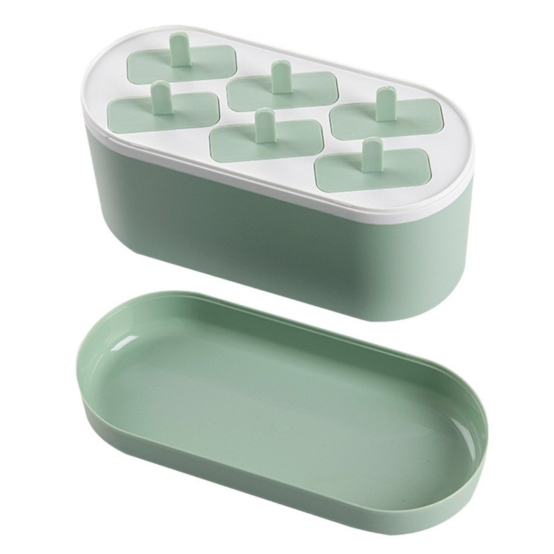 6 Grids Ice Cream Mold Ice Cream Making Tool Mold (Light Green)