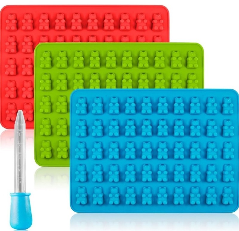 CANDY SILICONE TEDDY BEAR MOLD TRAYS 3PK-CHOCOLATE,GUMDROP JELLY,ICE CUBES,SOAP