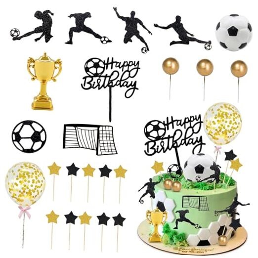 29pcs Soccer Cake Topper Soccer Birthday Cake Decoration Sports Ball Soccer 2