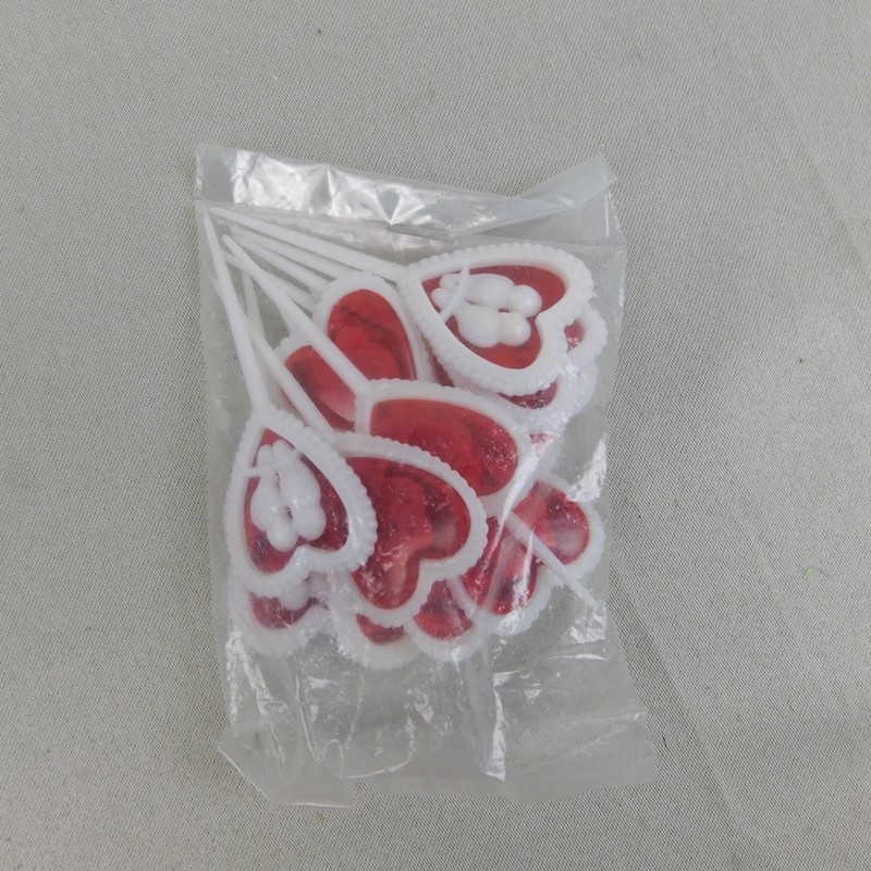 Vintage 53pc Lot Valentine's Day Hearts Cupcake & Cake Topper Decoration Picks gallery