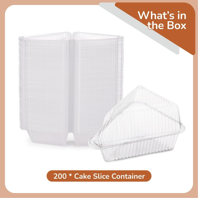200 PCS Cake Slice Containers 4 inch - Clear Plastic Individual Pie Slice Con... gallery