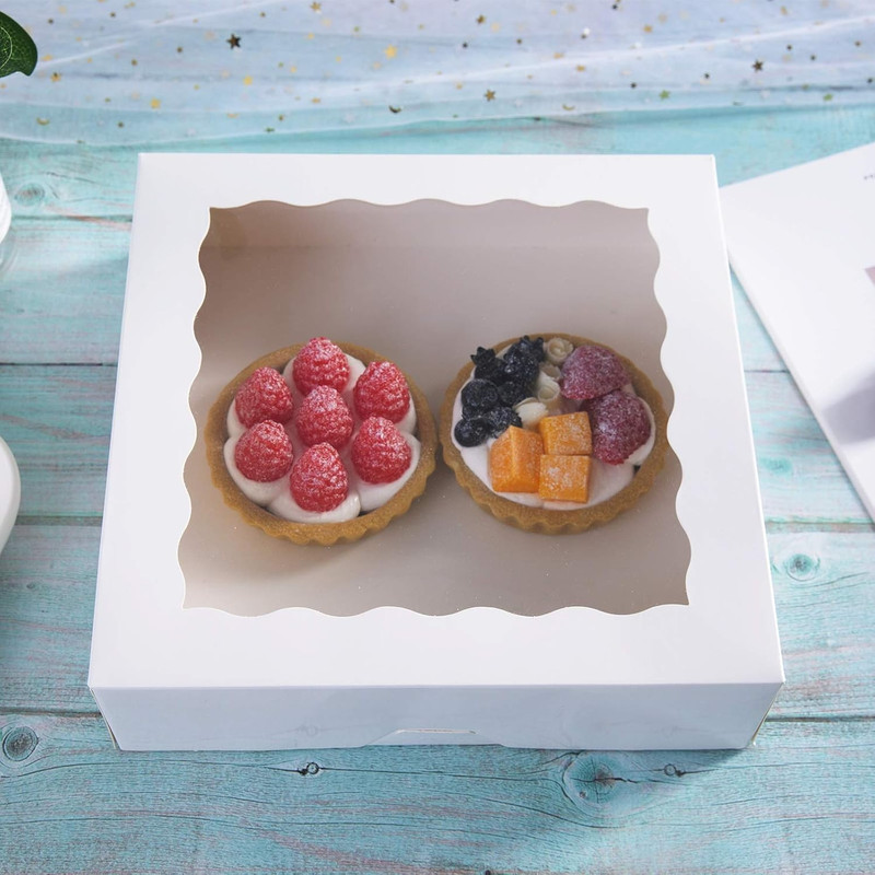 ONE MORE 9Inch White Cookie Bakery Boxes,Large Pie Boxes with PVC Window Natural gallery