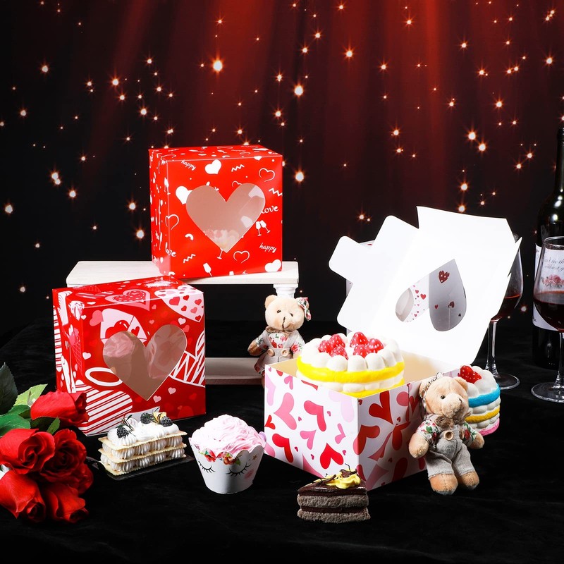 16 Pieces Large Valentine's Day Cookie Boxes with Windows 6 x 6 x 4 Inch Vale... gallery