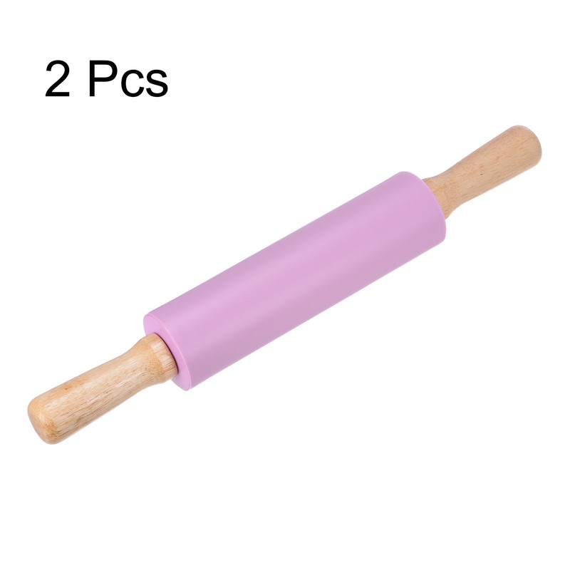 2pcs Silicone Rolling Pins for Baking 38cm x 5.2cm, Purple gallery
