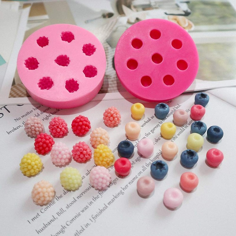 4Pcs Strawberry, Tangerine Segment, Raspberry and Blueberry Fondant Molds, 3D... gallery