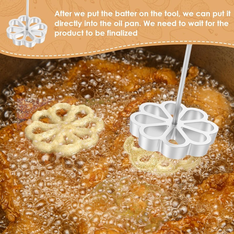 3 Pieces Rosettes Timbale Set, Rosette Iron Set with Handle, Flower Bunuelos ... gallery