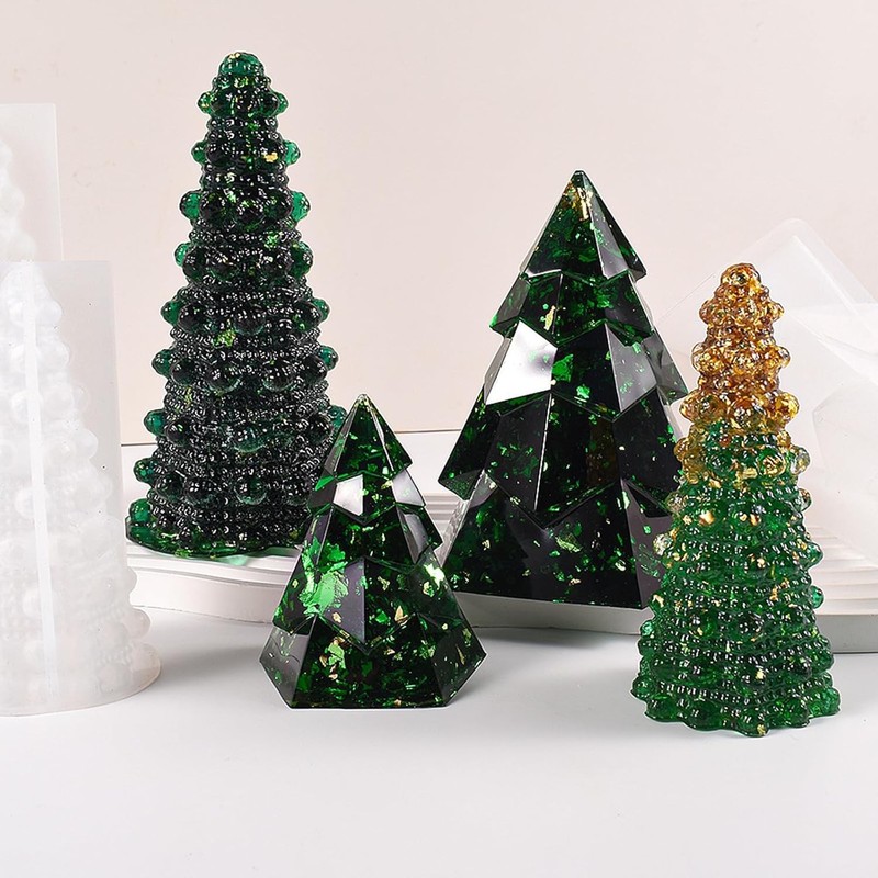 4Pcs 3D Christmas Tree Silicone Molds for Candle Soap Resin Fondant Crafts gallery