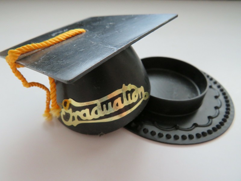 Graduation Cap Cake Cupcake Topper Black Mortarboard Gold Tassles School Graduat