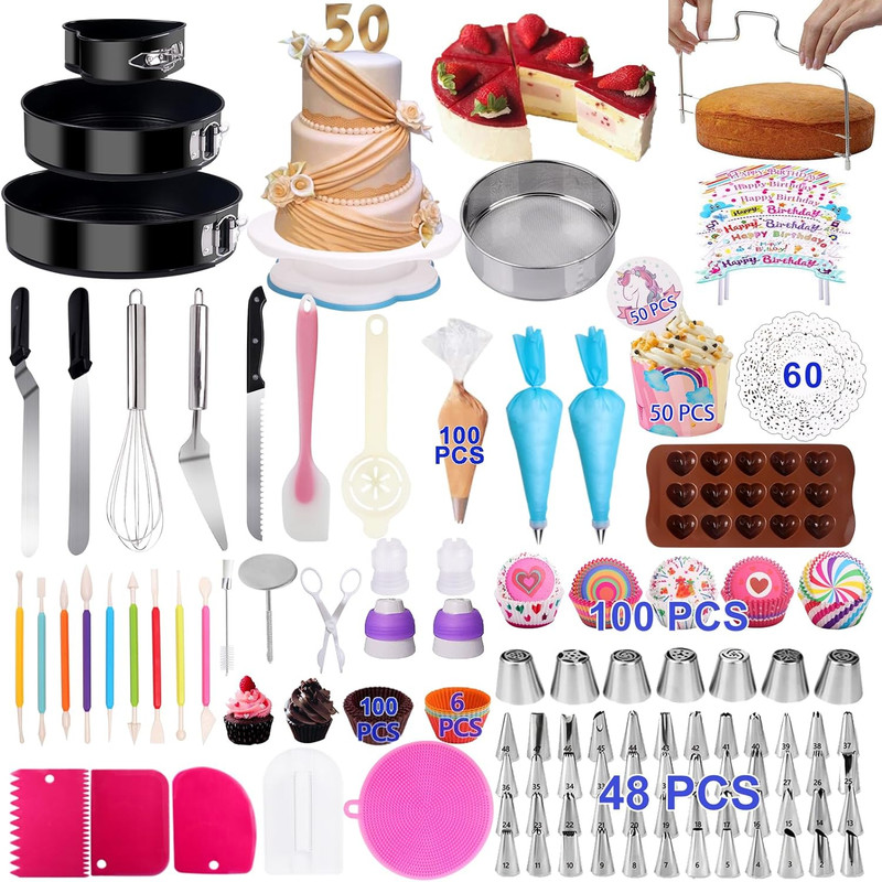 Suministros Kit para decoración de pasteles con 3 moldes desmontables gallery