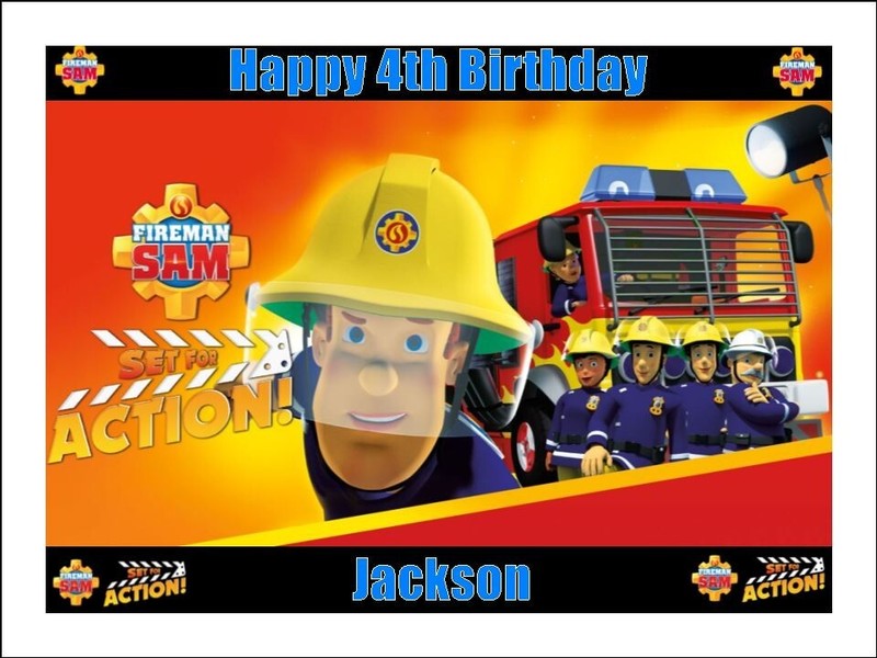 Fireman Sam Edible Cake Toppers – Icing – Fire Truck Birthday Decorations