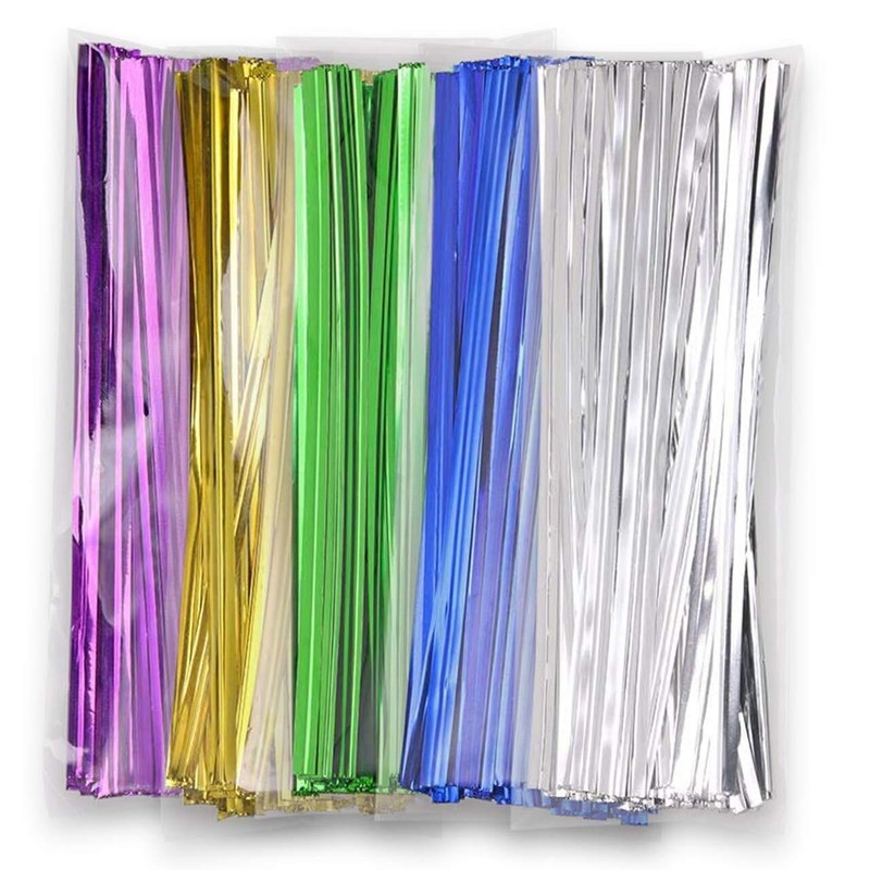 1200 Pcs 4 Inch Metallic Twist Ties for Bags Party Gift Wrapping Cellophane Bags