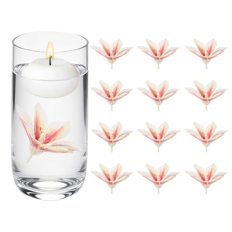 12 Pcs Floating Flowers for Centerpiece, Fake Magnolia Magenta for
