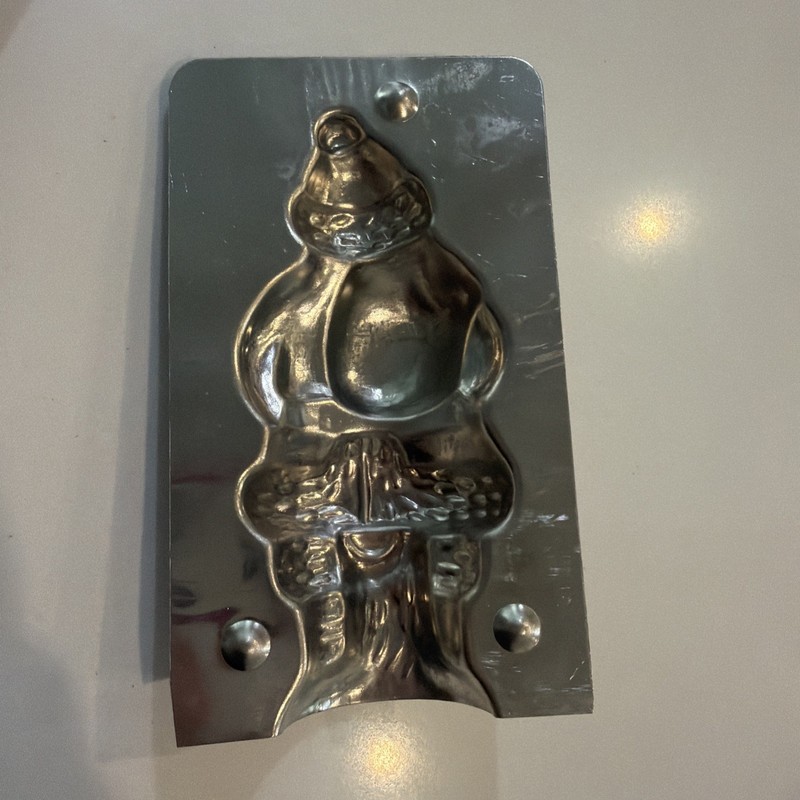 Vintage Metal Santa Claus Chocolate Mold with Clips Christmas Father Christmas gallery