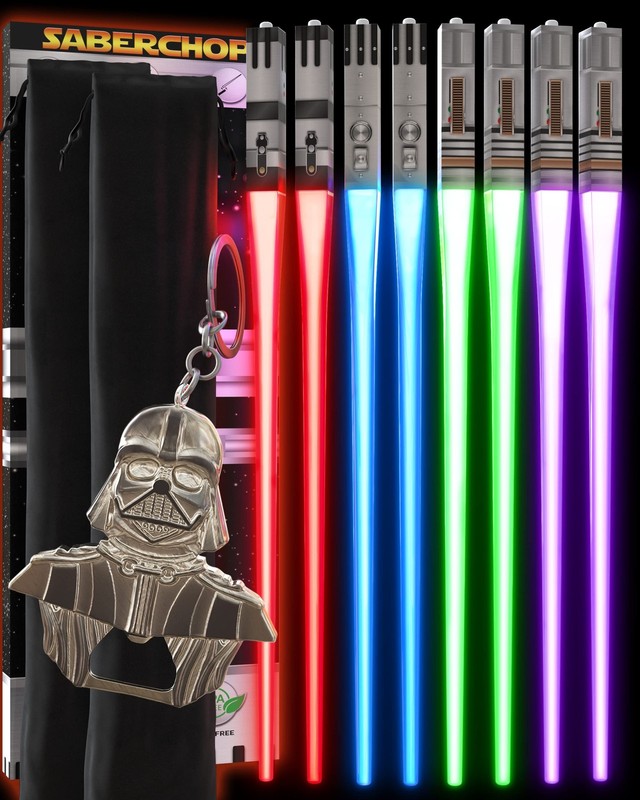 Lightsaber Chopsticks Light Up Star Wars LED Reusable Red Blue Green Purple 4…