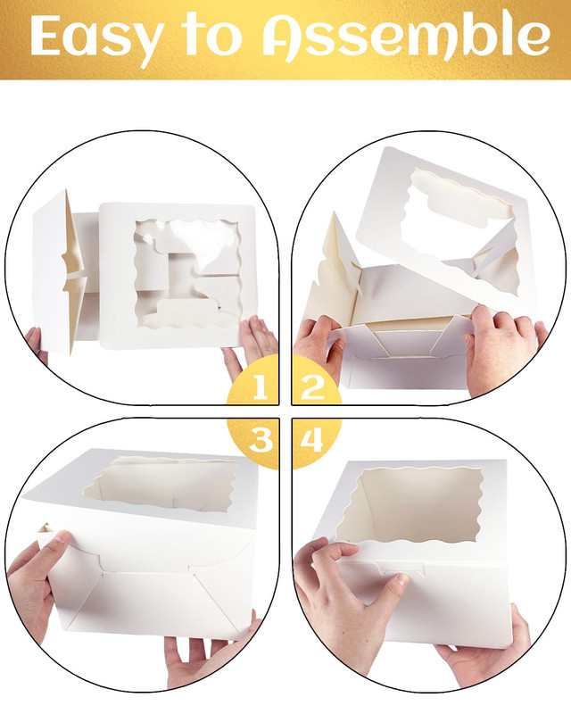 8x8x5 Cake Box, 18 Sets White Cake Box with Window ＆ 18 Sets 8" White Cake Round gallery
