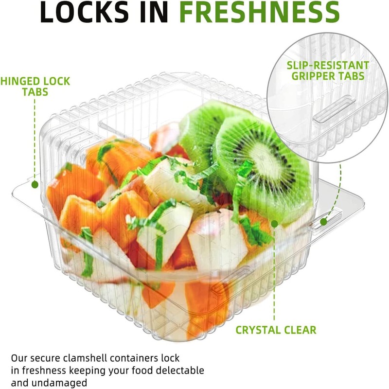 Clear Plastic Hinged Containers 50 Count for Desserts Snacks Cakes Salads gallery