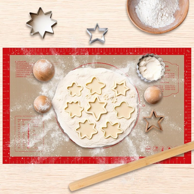 Silicone Pastry Mat - 26"x16" Non Slip Baking with 26"L x 16"W, Red gallery