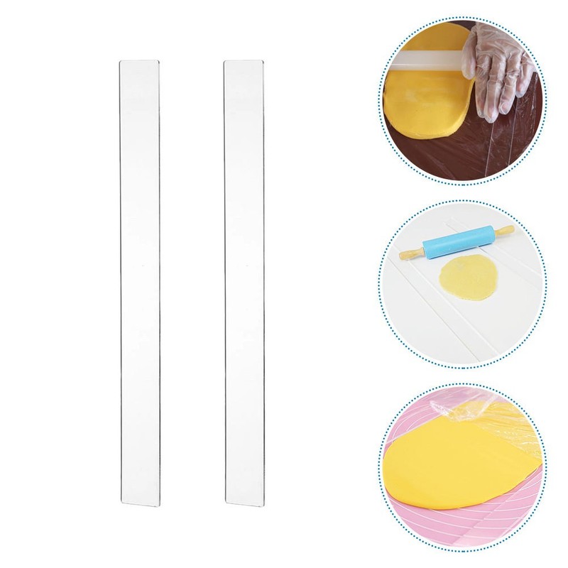 2 Pcs Kitchen Dough Thickness Measuring Rulers Acrylic Rolling Pin Guides gallery