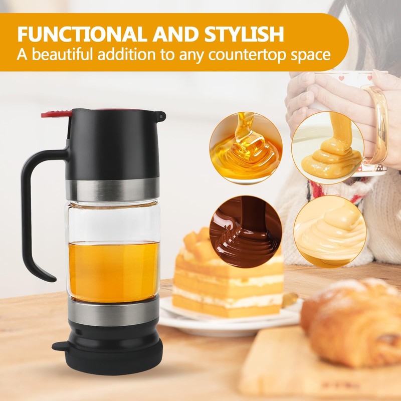 Glass Honey Dispenser,10 OZ Honey Pot with Handle,No Drip Honey Container Jar... gallery