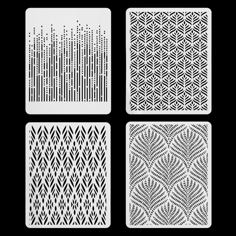 4 PCS 10×8 Inch Floral Cake Stencils Buttercream Decorating Fine Hollow Lace