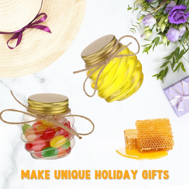 50 Pcs 2 oz Mini Honey Jars Party Favors in Bulk Honeycomb Plastic Jars with ... gallery