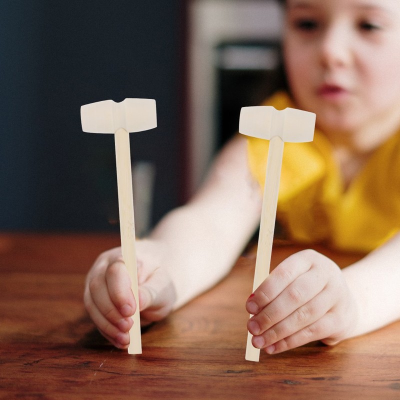 10Pcs Reusable Wooden Hammers Small Mallets for Childhood Educational Play Beige