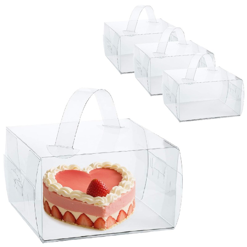 20 PCS 7x7x4 Inch Clear Cake Boxes Handles Transparent Bakery Fits 46 Inch