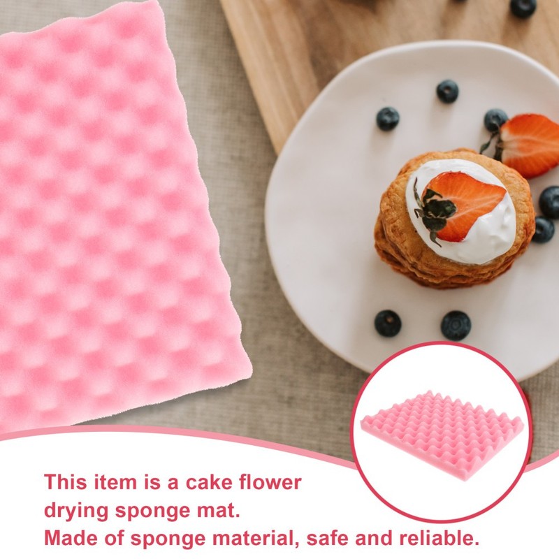 2Pcs Pink Cake Flower Sponge Mat Non Stick Flexible Fondant Pad for Baking gallery