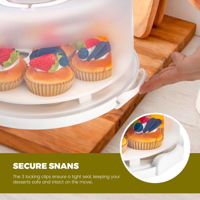 White Cake Containers with Lids Round Plastic Cupcake Holders 4-in-1 Multipur... gallery